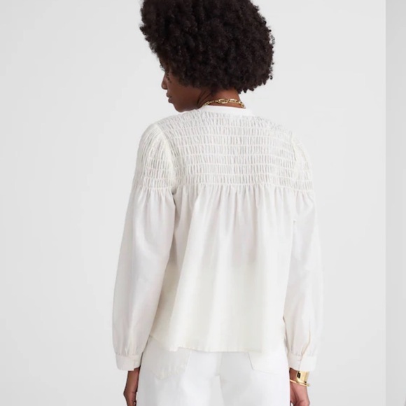 MADEWELL M Smocked Top in Cotton-Silk Blend NW994 - Picture 2 of 8